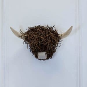 Wall Mounted Highland Cow - Wooden Sculpture